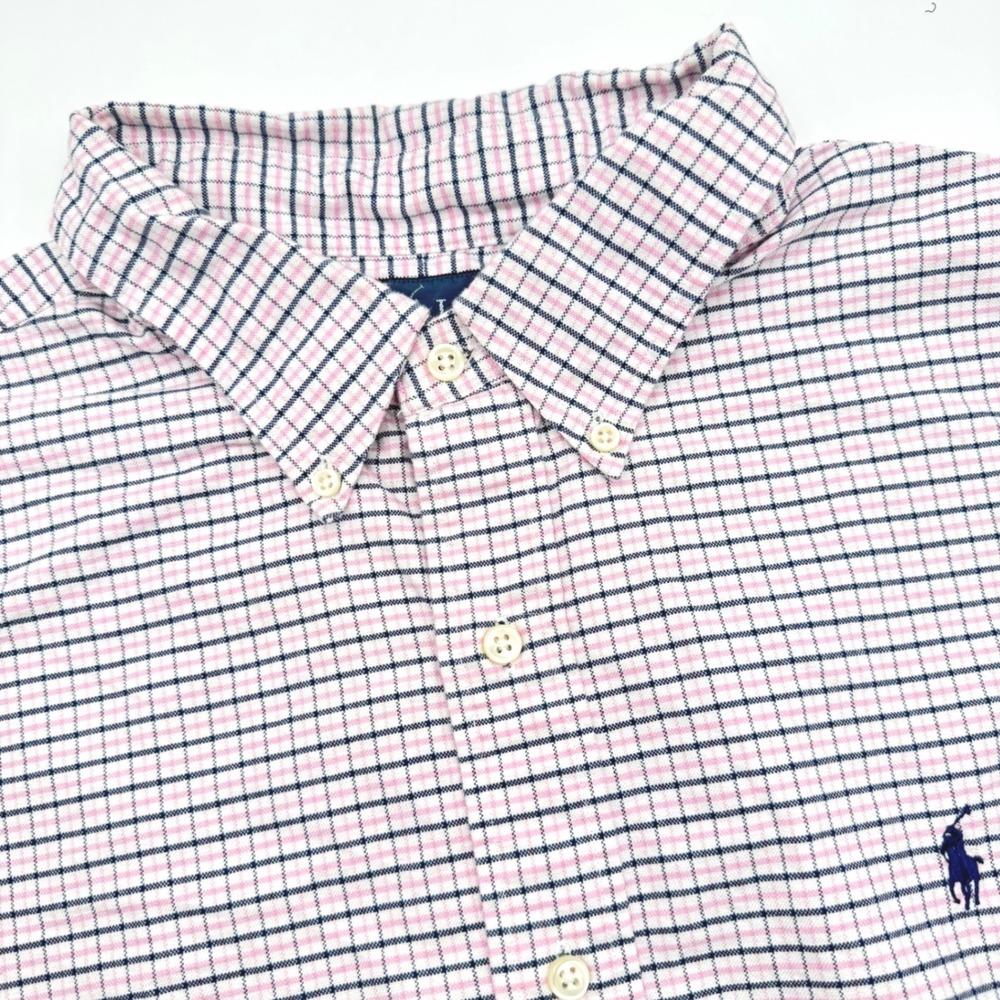 Polo Ralph Lauren XXL 2XL Custom‎ Fit Pink Navy Plaid Check Button Down Shirt